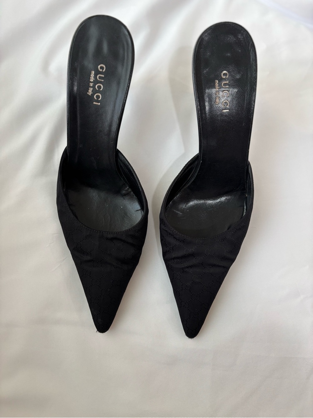 Gucci Black Pointed Toe Slip-On Mules